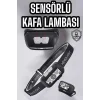 Kafa Lambası Kamp Lambası Sensörlü Şarjlı Ayarlanabilir