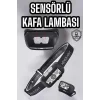 Kafa Lambası Kamp Lambası Sensörlü Şarjlı Ayarlanabilir