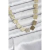 Kare Plaka Model Gold Renk Kadın Kolye