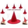 Kırmızı Keçe Cadı Şapkası Yetişkin-Çocuk Uyumlu