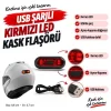 Kırmızı LED Kask Flaşörü - USB Şarjlı - Kask Aydınlatma Işığı