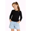Kız Çocuk Basic Uzun Kollu Tişört Okul Günlük Rahat T-Shirt - Siyah