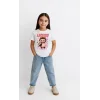 Kız Labubu Çocuk Baskılı T-Shirt - Beyaz