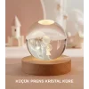 Küçük Prens Figürlü 3D Kristal Top Sıcak Işıklı USB Ahşap Tabanlı Dekor Lamba