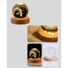 LED Aydınlatmalı 3D Küçük Prens Kristal Küre Ahşap Standlı Masa Gece Lambası