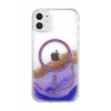 Onegif Apple iPhone 11 Uyumlu Lotus Simli Magsafe Kapak - Mor