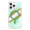 Onegif Apple İphone 14 Pro Max Lotus Simli Magsafe Kapak - Yeşil