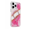 Onegif Apple iPhone 14 Pro Max Uyumlu Lotus Simli Magsafe Kapak - Pembe