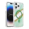 Onegif Apple İphone 15 Pro Max Lotus Simli Magsafe Kapak - Yeşil