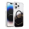Onegif Apple iPhone 15 Pro Max Uyumlu Lotus Simli Magsafe Kapak - Siyah
