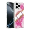 Onegif Apple iPhone 16 Pro Max Uyumlu Lotus Simli Magsafe Kapak - Pembe