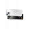 Onegif Apple iPhone 14 Uyumlu Sora Simli Magsafe Kapak - Beyaz