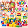 ONY-417 KUTUDA AHŞAP 100 PARÇA RENKLİ BLOKLAR