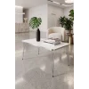 Orta Sehpa Kare Gümüş Beyaz Tel