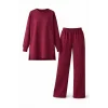 Osy Modal yumuşak dokulu Kadın Tesettür İkili Takım Yan Yırtmaçlı Uzun Tunik ve Düz Paça Pantolon, Salaş Kalıp - Bordo