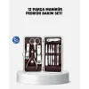 Özel Deri Çantalı 12 Parça Manikür Pedikür Bakım Seti Paslanmaz Çelik