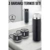 Paslanmaz Çelik 3’lü Termos Seti Vakumlu ve 8 Saat Isı Koruma