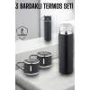 Paslanmaz Çelik 3’lü Termos Seti Vakumlu ve 8 Saat Isı Koruma