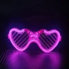 Pembe Led Işıklı Kalp Gözlük – 3 Modlu Parti  Glow Gözlüğü