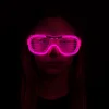 Pembe Led Işıklı Parti Gözlüğü - Neon Glow Şerit Gözlük 3 Modlu