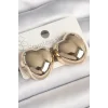 Pirinç Gold Renk Bombe Kalp Model Kadın Küpe