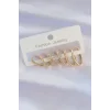 Pirinç Gold Renk İnce Oval Küpe Seti