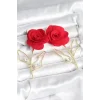 Pirinç Gold Renk Kırmızı Gül Model Kadın Küpe