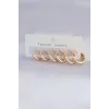 Pirinç Gold Renk Oval Küpe Seti