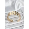Pirinç Gold Renk Parçalı Model Kadın Bileklik