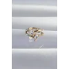 Pirinç Gold Renk Zirkon Taşlı Damla Earcuff Küpe