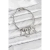 Pirinç Gümüş Renk Ay Charm Model Charmlı Kadın Bileklik