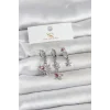 Pirinç Gümüş Renk Çiçek Model 3lü Kadın Küpe