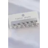 Pirinç Gümüş Renk Minimal Tırtıklı Küpe Seti