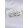 Pirinç Gümüş Renk Oval Bombeli Küpe Seti
