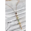 Pirinç Renkli Zirkon Taşlı Model Gold Renk 7 Element Kadın Y Kolye