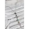 Pirinç Renkli Zirkon Taşlı Model Gümüş Renk 7 Element Kadın Y Kolye