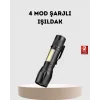 Profesyonel 4 Modlu Şarjlı El Feneri | 1300 mAh Batarya | Cree LED Teknolojisi