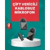 Profesyonel Ses Kayıtları İçin 2’li Kablosuz Yaka Mikrofon Seti