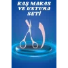 Profesyonel Taraklı Kaş Usturası ve Kaş Makası Bıyık Alma Kaş Usturası