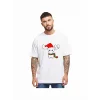 Yılbaşı Tişört Ren Geyiği baskılı Noel İçin T-shirt - Beyaz