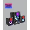 RGB LED Işıklı 2.1 USB Oyun Hoparlörü Derin Bas ve Net Ses
