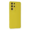 Samsung Galaxy S21 Ultra Kılıf Nano İçi Kadife Silikon - Sarı