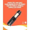 Şarjlı LED El Feneri - 14500 Pil Dahil 4 Işık Modu Mini Boy