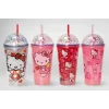 Sevimli Hello Kitty Pipetli Işıklı Boncuklu Suluk Bardak 400 ml