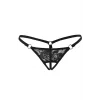 Siyah Dantelli Özel Bölgesi Açık G-String TM1167