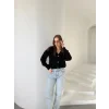 Beyaz Düğmeli V Yaka Triko Hırka - Beyaz