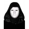 Siyah Kapüşonlu 120 cm Pelerin ve Beyaz Boyanabilir Tam Yüz Maske