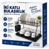 Siyah - Metal 2 Katlı Tabaklık - Bulaşıklık Bx40