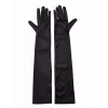 Siyah Renk Likralı Dirseğe Kadar Uzun Kumaş Eldiven 40 Cm