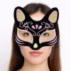 Siyah Renk Süet Kaplama Üzeri Sarı Pembe Simli Kedi Maskesi 17x14 Cm